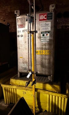 550 gallon Precision IBC #512597, Stainless Steel Tank, 42" L x 48" width x 75" H Size, 640 lbs. Tare Weight