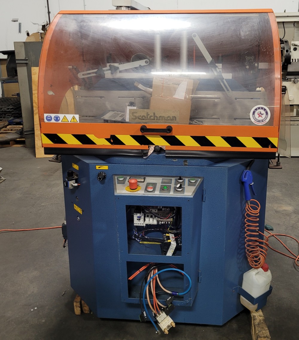 24" Scotchman #SUP-600-NF, non-ferrous upcut circular saw, Razor Edge XT gage & conveyor