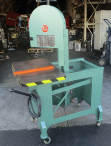 8.5" x 14.5" Roll-In #EF1459, gravity feed vertical band saw, casters