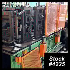 4 Stand, Yoder #M2-1/2, rollformer, 2.5" spindle diameter, 15.5" roll space, 15" horizontal centers, 5.5"-8"