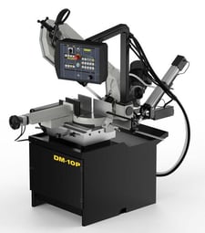 9-1/2" x 11" Hyd-Mech #DM-10P, semi-auto double miter bandsaw, 1" x 9' 8" blade, 118-236 SFM