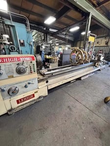 32/44" x 200" Lehigh #32200B, heavy duty gap engine lathe, 15" 3-jaw chuck, 5" hole, 4-way toolpost, D1-11