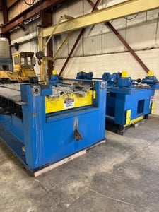 double 96" x .25" DBI, 4-Hi Precision Leveler, 106" roll face, 3" diameter, 19 rolls, AS IS