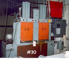 3 Ton, Wabash, 4 post down acting, 21" daylight, 12" stroke, 10" x 16" table, Control panel & SLC150, 7.5 HP