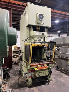 220 Ton, Aida #NC1-200, Single Point Gap Frame Press, 12.59" stroke, 19.68" die height, 54.72" x 33" bed