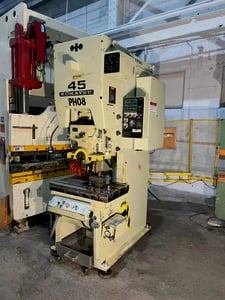 45 Ton, Komatsu #OBS-45-2, Gap Frame Press, 31.5" bed, 15.7" slide, 9.8" open height, 3.9" stroke, 80 SPM, 15