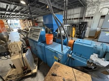 2.44" Maplan #DSK62, counter rotating conical twin screw extruder, 40 HP, 1990