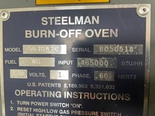 72" width x 48" H x 48" D Steelman #644-BA, burn off oven, 240 V., 1-phase, 500000 BTU