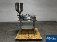 Jda Packaging Equipment #PF200, Semi-Automatic Piston Filler, sngl head, Stainless Steel, 100 SPM, hopper