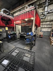 Fanuc, robotic welding cell, Fanuc 6-Axis robot, Fanuc RJ3-iC Control, teach pendant, Lincoln R350 Powerwave