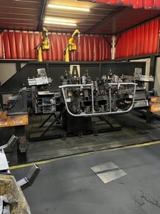 Fanuc, dual robotic welding cell, (2) Fanuc 120iC 6-Axis robots, (2) Fanuc R-30iB Control, teach pendants