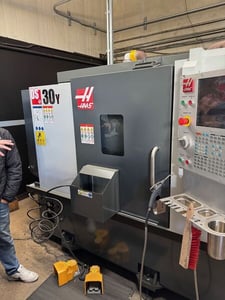 Haas #DS-30Y, dual spindle CNC lathe, 21" swing, 10" chuck, 2" bar, live tooling, like new, never run, 2024