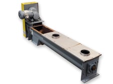 9" diameter x 5' long, carbon steel volumetric screw auger, Stainless steel top, 2 HP