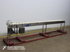 10" wide x 16.1' long, Van Pak Stainless Steel flexlink belt conveyor, 1 HP drive, vari-speed control, 42"