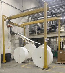 1 Ton, Kundel 1K-10x15, free standing Ergo crane with hoist, 4 supports, 15' runway, 10' bridge