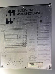 3750 KVA 13800 Primary, 2400 Secondary, Hammond transfomer