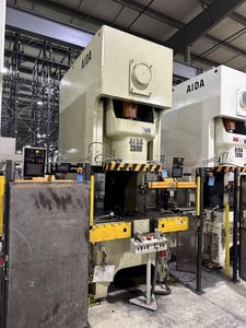 220 Ton, Aida #NC1-2000(2), single crank gap frame press, 9.84" stroke, 17.72"Shut Height, 4.33"ram adj.