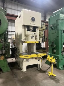 Image for 220 Ton, Aida #NC1-200(2), single crank gap frame press, 9.85" stroke, 21.67"Shut Height, 4.33"ram adj., 25-45 SPM, 55" x33"bed, air clutch & brake, Pascal hydraulic die clamp, 1995