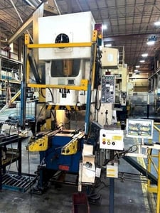 88 Ton, Aida #NC1-80(1), single crank gap frame press, 3.93" stroke, 11.8"Shut Height, 3.14"adj., 55-110 SPM