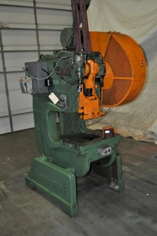 40 Ton, Rousselle #4F, single crank flywheel OBI press, 3" stroke, 10.5" Shut Height, 3" ram adj.