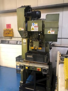 40 Ton, Rousselle #4-G, OBI press, 3" stroke, 12" Shut Height, 3.5"ram adj., 45 SPM, 26" x16"bed, air clutch