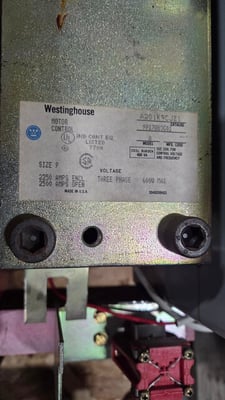 Westinghouse, Size 9 FVNR, Open, 120 coil, Cat No A201K9CJZ1, 2500 amp rated