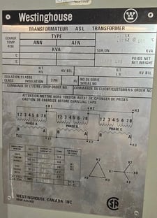 2000 KVA 13800 Primary, 600Y/346 Secondary, Westinghouse