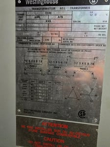 2000 KVA 13800 Primary, 600 Secondary, Westinghouse