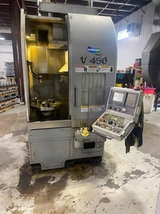 17.7" Daewoo Doosan #V450, vertical turret lathe, Fanuc 21TB, 22.83" swing, 15" table diameter, 15" chuck