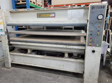 Steton #P-85, Hydraulic Cold Press, 51" x 98" platen size, 16.5" daylight opening, (4) 3.34" diameter