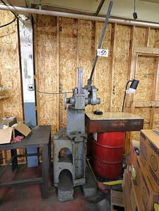 15 Ton, Atlas #5, compound leverage arbor press, 12 -1/2" throat, swinging table, rack & pinion