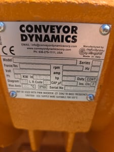 Conveyor Dynamics #CD-9-49000, Conveyor System, 49000 force/lbs., 17.5 HP, 900 RPM, 460 V
