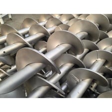 9" diameter, KWS Manufacturing, Screw Auger, Stainless Steel, 2" shafting bushed and drilled for 1-1/2"
