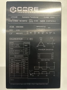 2500 KVA 4160 Delta Primary, 480Y/277 Secondary, SUB, proCORE(immediate shipment available)
