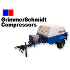 Grimmer Grimmer Schmidt #125, towable gasoline air compressor, 125 cfm @ 100 psi, 2300 RPM, 1228.9 hours