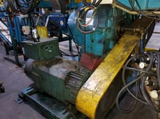 6" Krupp, Pin Barrel Rubber Extruder, 14:1 L/D, 250 HP Reliance motor, 1795 RPM, 41.46:1 Gearbox ratio, 460