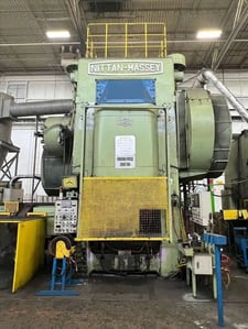 2800 Ton, Nittan Massey #MHFP2800-LW, hot forging line, 14" strtoke, 39.6" Shut Height, 201 HP, 2004