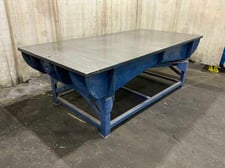 48" x 98" x 1-3/8" Cast iron surface plate with steel stand