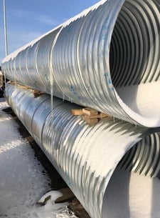 275.6" long x 39.37" diameter corrugated steel pip, 2.8 mm thickness, 11.81" Culvert Annular Coupler