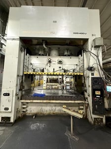 400 Ton, Komatsu #E2G-400, Straight Side Mechanical Stamping Press, 122" x 61" bed & ram, 36.2" shut height
