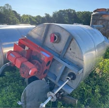 1000 gallon Stainless Steel Vertical Mix Tank, 60" diameter x 80" height, center-mounted agitator