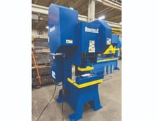 55 Ton, Rousselle #G1-55-G, Back Geared Gap Frame Press, reman, 4" stroke, 4" adj., 60 SPM, air clutch, cnc