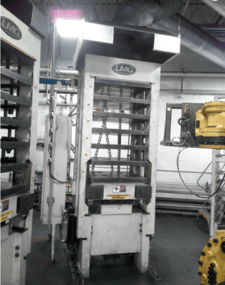 300 Ton, LMG (Lawton Machinery Group) compression molding press, 10 stroke, 30" x 30" electrically heated