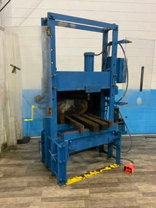 50 Ton, OTC #50T, hydraulic traveling bed H-frame press, 42" btwn uprights, 45" open height, 1.5 HP