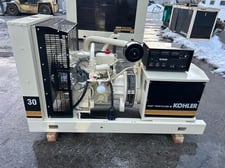 30 KW Kohler #30RZ282, Nat Gas LP Generator, 120/208 Volts, 3ph, 1156 hours