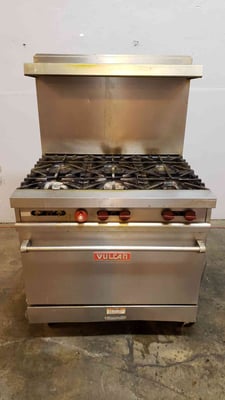 Vulcan #VG36, Oven, Stainless Steel 6 Burner, Commercial Gas Range Stove