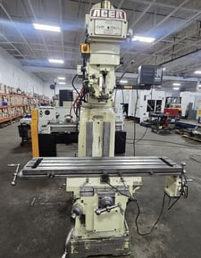 Acer #Ultima-4VK, vertical mill, 10" x50" tbl., 5 HP, 34" X, 16" Y, 70-3600 RPM, #40, PF table, power draw