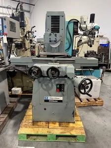 6" x 18" Brown & Sharpe #618-Master, surface grinder, 8" x .5" x 1.25" wheel, 2 HP, power elevation, 1984