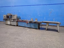 14" x 32" HEM Inc. #1200A, Horizontal Band Saw, w/Conveyor Stand, 1.5" Blade, 5 HP, 1715 RPM, 230/460 V