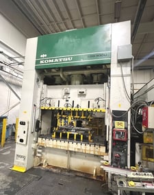 300 Ton, Komatsu #E2G-300U, straight side double crank, 14.2" stroke, 32.2" Shut Height, 10.2" adj., 20-40